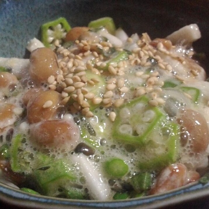 オクラ長芋のねばねば納豆和え